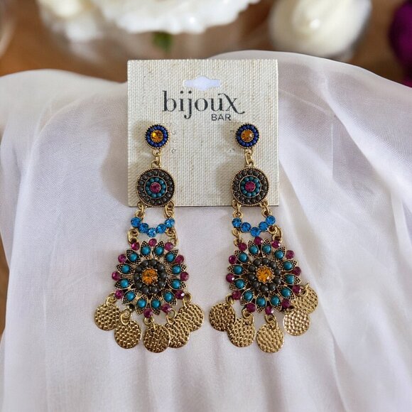 Bijoux Bar Colorful 3 1/2" Long Boho Earrings-NWT - Picture 1 of 1